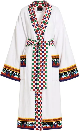 Dolce & Gabbana Carretto Siciliano Printed Belted Bathrobe