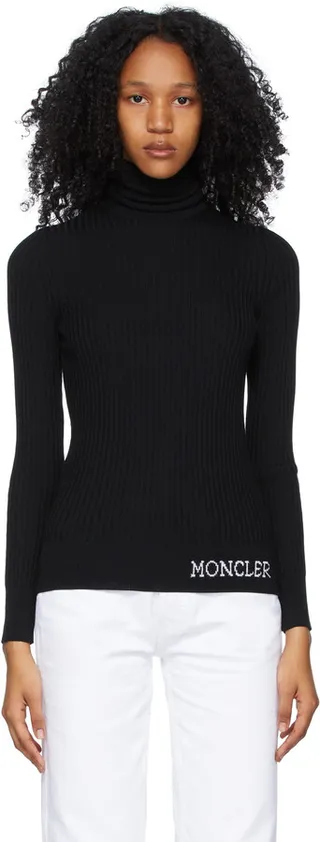 Moncler Black Wool Ribbed Turtleneck