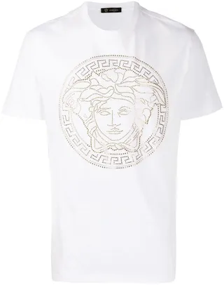 Medusa motif studded T-shirt