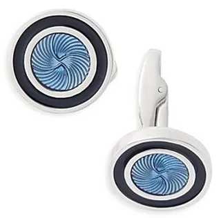 Linkup Sunburst Light Blue Round Cufflinks
