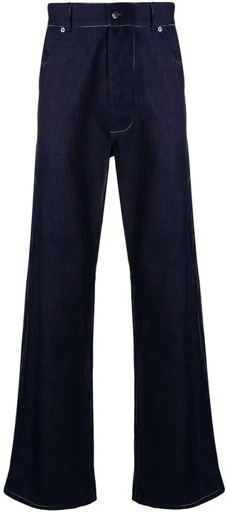 Contrast Stitch Wide-Leg Jeans