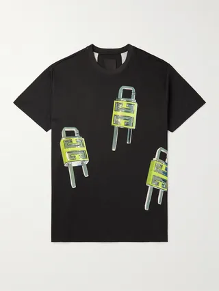 4G Lock Oversized Printed Cotton-Jersey T-Shirt