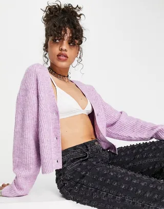 Weekday Sway cardigan in pink