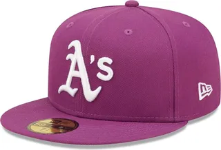 Men's New Era Grape Oakland Athletics Logo 59FIFTY Fitted Hat