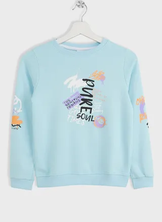Girls Text Printed Sweatshirt
