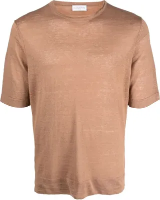 crew-neck short-sleeve linen T-shirt