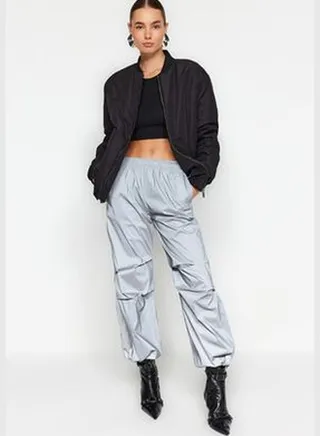 Weave Trousers with Gray Reflector Fabric TWOAW24PL00312