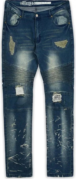 Reason Men's Big and Tall Mulberry Moto Skinny Denim Jeans