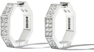 18kt White Gold Diamond Hoop Earrings