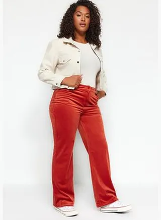 Tile High Waist Corduroy Woven Trousers TBBAW24AR00003