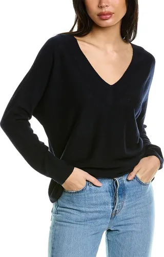 Vince Double V-Neck Linen & Cashmere-Blend Sweater