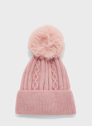 Cable Knit Pom Pom Winter Beanie