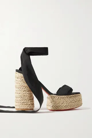 Christian Louboutin - Mariza Du Desert 130 Gabardine Espadrille Platform Sandals - Black