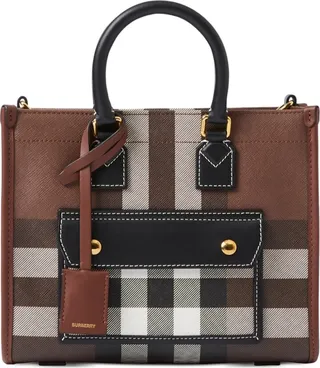 BURBERRY- Check Motiv Mini Tote Bag
