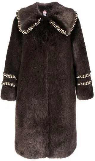 Brandy faux-fur coat