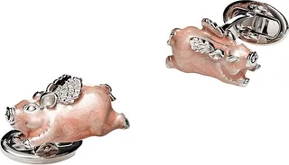When Pigs Fly Rhodium-Plated Enamel Cufflinks