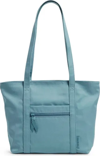 Vera Bradley Women's Recycled Cotton Small Vera Tote Bag Reef Water Blue