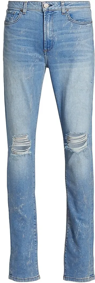 Greyson Distressed Five-Pocket Jeans