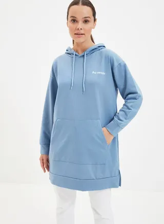 Slogan Knitted Hoodie