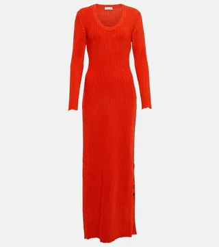 Ribbed-knit maxi dress