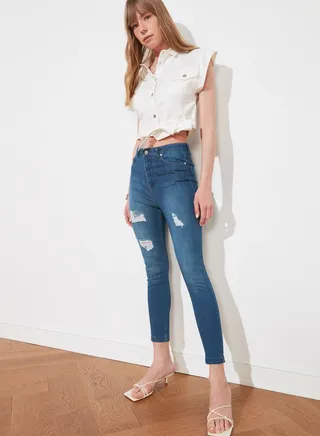 Ripped High Waist Skinny Jeans