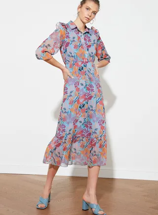 Floral Print Shirt Dress