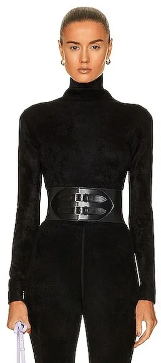 ALAÏA Velvet Bodysuit in Black