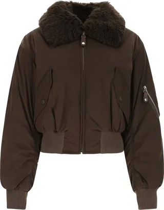 Stella McCartney Faux-Fur Collar Zipped Bomber Jacket