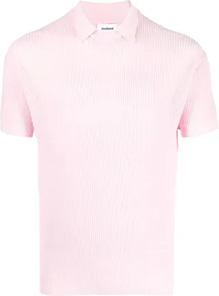Tracy ribbed-knit polo top