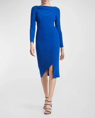Patrizia Asymmetric Bateau-Neck Midi Dress