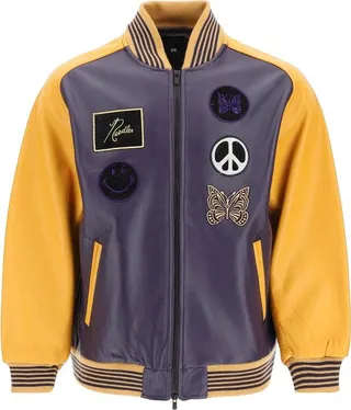 Needles Logo-Patch Zipped Bomber Jacket