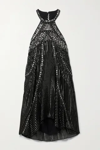 Isabel Marant - Orfra Embellished Striped Silk And Lurex-voile Mini Dress - Black