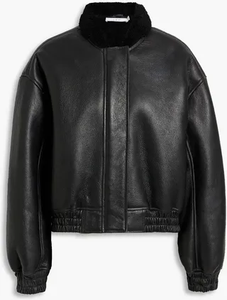 Sougai shearling-trimmed leather bomber jacket