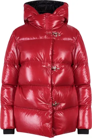 Padded and quilted nylon jacket with iconic hooks