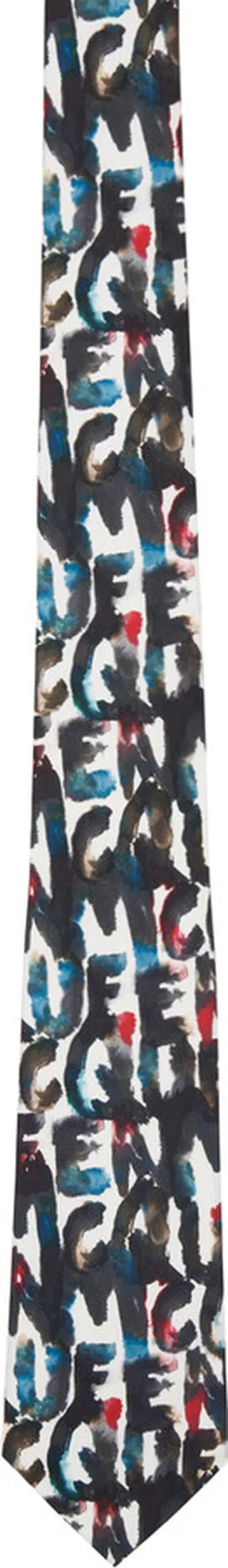 Alexander McQueen White Graffiti Tie