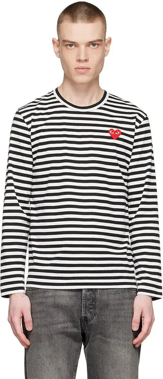 Comme des Garçons Play Black Cotton Long Sleeve T-Shirt