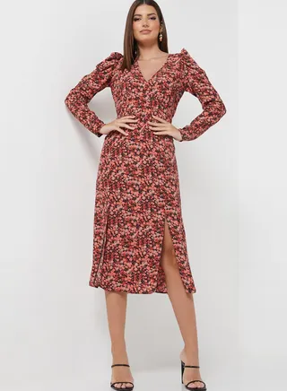 Front Slit Printed Dress