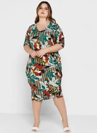 V-Neck Printed Dress