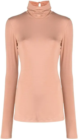 Turtle-Neck Top With Key-Hole Rear