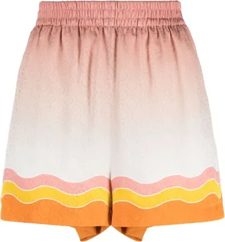 Rainbow Monogram-print silk shorts
