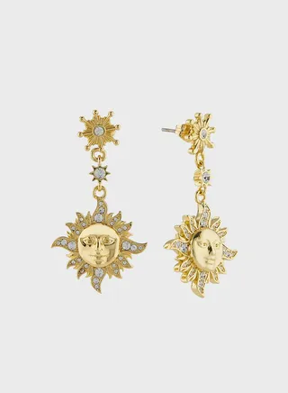 Delstar: Sun Moon Crystal Drop Earrings