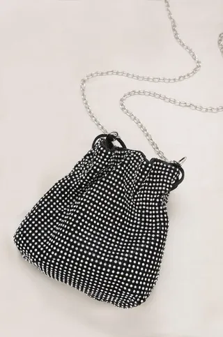 Ettika Rhinestone Mini Bag in Black & Silver - Black