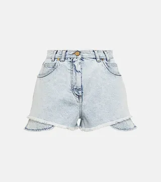 High-rise denim shorts