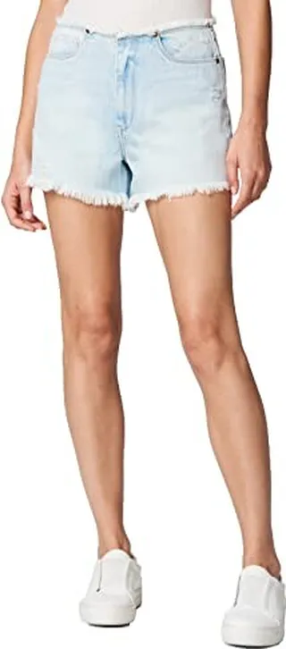 [BLANKNYC] Womens Luxury Clothing High Rise Five Pockets Denim Shorts with Small Rips