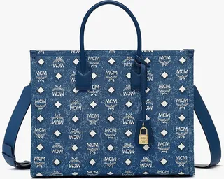 München Tote in Vintage Denim Jacquard