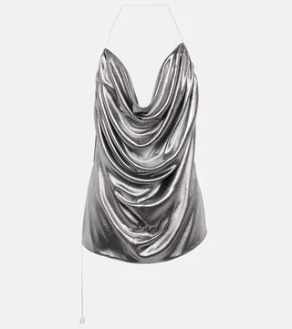Draped lame halterneck top