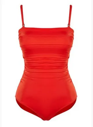 Red Strapless Compression Swimsuit TBESS24MA00068