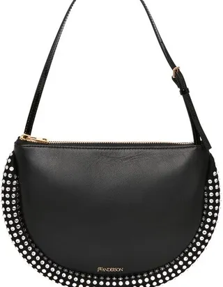 Bumper-Moon Leather Shoulder Bag With Crystal