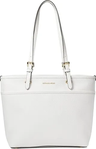 MICHAEL Michael Kors Winston Medium Top Zip Pocket Tote (Optic White) Handbags