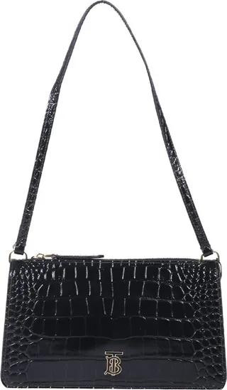 Burberry Embossed Logo Plaque Zipped Shoulder Bag
